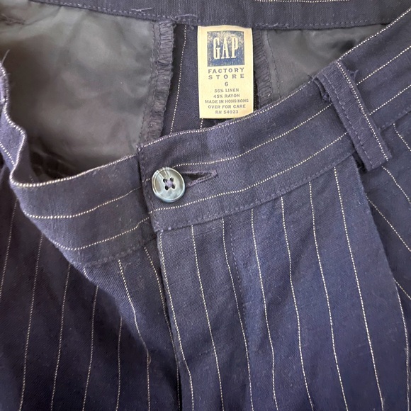 Gap blue pinstripe pant trousers high waist and wide leg - Picture 2 of 4